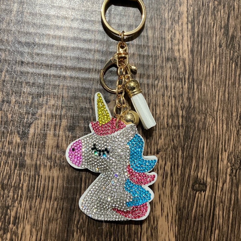 Unicorn bling bag key charm